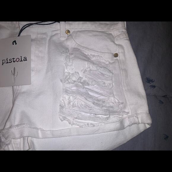 NWT Pistola distressed rolled cuff white shorts. - Picture 3 of 5